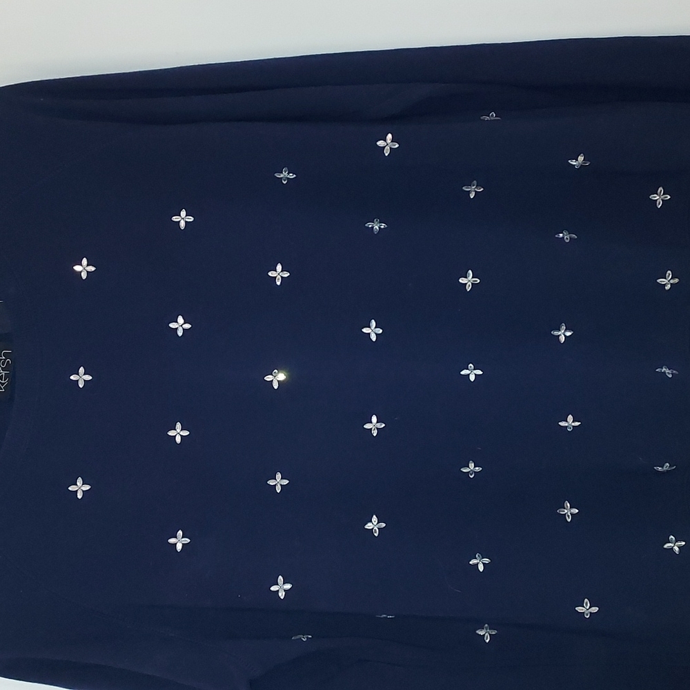 Kersh Woman's Sweater Size: L with embellished flower rhinestones on the front